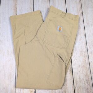 Carhartt Relaxed Fit Work Pants Carpenter Utility Khaki‎ Beige 36x32